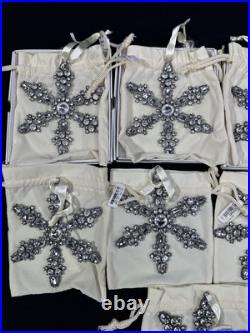 Pottery Barn LRG Rhinestone Snowflake 5 Ornament Lot Of 9