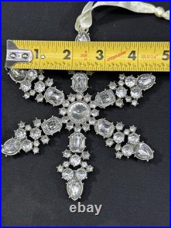 Pottery Barn LRG Rhinestone Snowflake 5 Ornament Lot Of 9