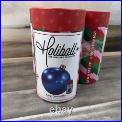 Pottery Barn Large Frosty Blue and Silver Decorative Holiballs Christmas Set/3