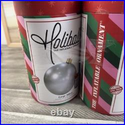 Pottery Barn Large Frosty Blue and Silver Decorative Holiballs Christmas Set/3