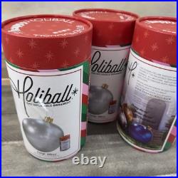 Pottery Barn Large Frosty Blue and Silver Decorative Holiballs Christmas Set/3