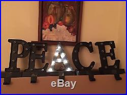 Pottery Barn Lit Bronze PEACE Christmas Stocking Holder NEW In Box