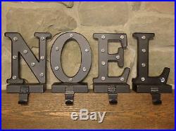 Pottery Barn Lit Bronze Word Stocking Holder Noel Christmas Mew