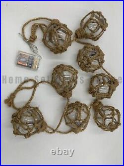 Pottery Barn Lit Jute Wrapped Orbs LED String Light Garland Beige 6' #X1018