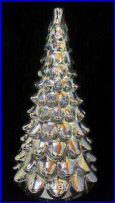 Pottery Barn Mercury Glass Lit Christmas Tree Silver MEDIUM 17.5 x 9.5 NEW NIB