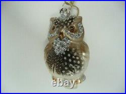 Pottery Barn Mercury Glass Ornament Woodland Owl s/13