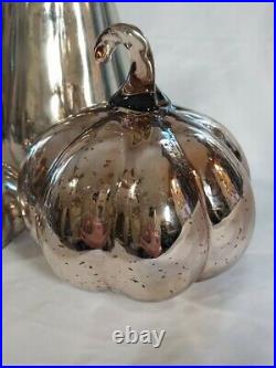 Pottery Barn Mercury Glass Pumpkins x 3