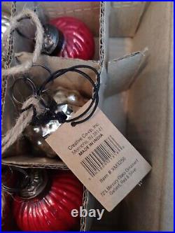 Pottery Barn Mercury Glass Red & Silver 6' Ornament Garland, NEW, Sold Out