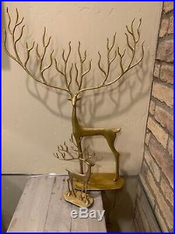 Pottery Barn Merry Reindeer Brass Small Large Christmas Decor Objects Set New
