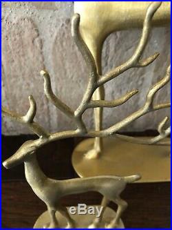 Pottery Barn Merry Reindeer Brass Small Medium Large Christmas Decor Objects Set
