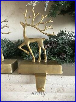 Pottery Barn Merry Reindeer Large Small Stocking Holders Christmas Deer Decor 4