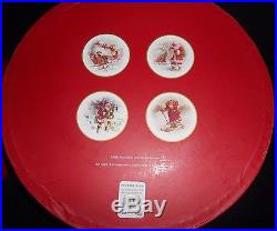 Pottery Barn Nostalgic Santa Christmas Dinner Plates S/8 Brand New