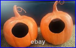 Pottery Barn Orange jack o lantern pumpkin Candle Luminary Halloween