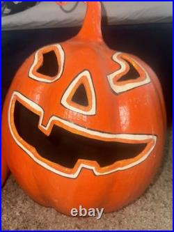 Pottery Barn Orange jack o lantern pumpkin Candle Luminary Halloween