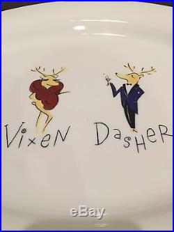 Pottery Barn Oval Reindeer Vixen & Dasher 17 Platter Rare HTF