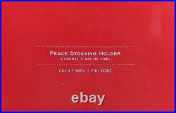 Pottery Barn PEACE Gold Christmas Stocking Holders Original Box DISCONTINUED