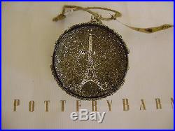Pottery Barn Paris Orb Glitter Eiffel Tower Glass Ornament SOLD OUT@PB
