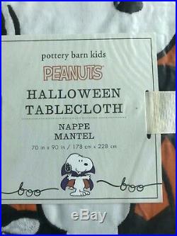 Pottery Barn Pb Kids Snoopy Peanuts Halloween Tablecloth New 70 X 90