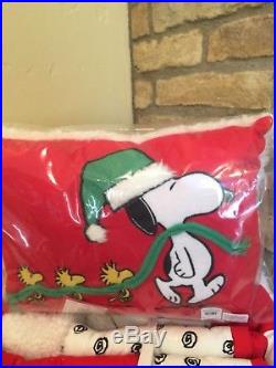 Pottery Barn Peanuts Christmas Twin Quilt Standard Sham Snoopy Pillow holiday