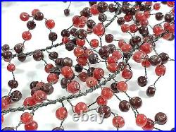 Pottery Barn Pepperberry Garland Cranberry Red Glass Beads 5' with Lobster Clasp