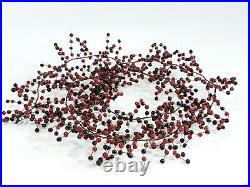 Pottery Barn Pepperberry Garland Cranberry Red Glass Beads 5′ with Lobster Clasp