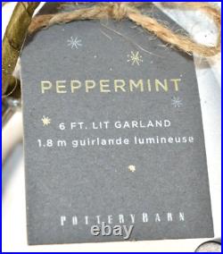 Pottery Barn Peppermint Twist Bauble 72 String Lights Lit Garland NEW with Tag