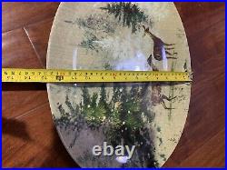 Pottery Barn Platter 2012 Deer in Snow Evergreen Holiday Christmas 18 X 13