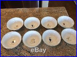 Pottery Barn REINDEER Collection 8 Cereal/Soup Bowls Complete Set