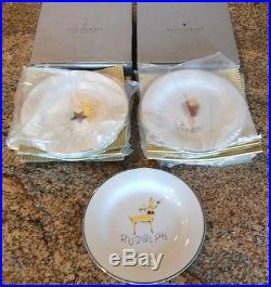 Pottery Barn REINDEER Collection 9 Piece Dinner Plates With Rudolph Complete Set