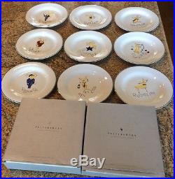 Pottery Barn REINDEER Collection 9 Piece Salad Or Desert Plates With Rudolph