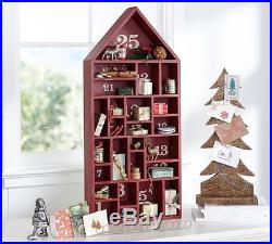 Pottery Barn Red Painted House Advent Calendar Christmas Countdown Holiday NEW