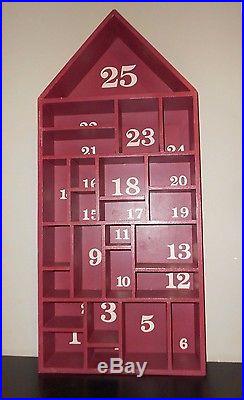 Pottery Barn Red Painted Wood House Christmas Advent Calendar New withSmall Scuffs