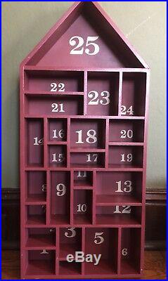 Pottery Barn Red Wood Advent Christmas farmhouse country Calendar Wall House Red