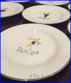 Pottery Barn Reindeer 11 Inch Dinner Plates Set of 8 Rare
