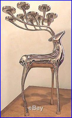 Pottery Barn Reindeer Candelabra Silver Nickel 10 Votive Candle Holder RARE