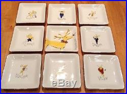 Pottery Barn Reindeer FULL Set All 9 Square Appetizer plates CCDB DDPV w Rudolph
