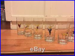 Pottery Barn Reindeer FULL Set of ALL 9 Water/ Juice Glasses with Rudolph NEW