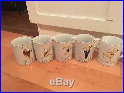 Pottery Barn Reindeer FULL Set of All 9 Mugs with Rudolph NEW GIFT Coffee, H