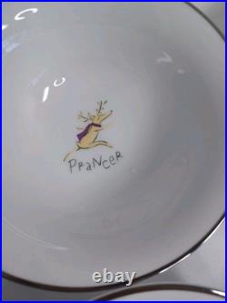 Pottery Barn Reindeer Set of 8 Cereal Soup Pudding Bowls Christmas Holiday