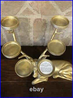 Pottery Barn Reindeer Votive Candle Holder Decor Christmas Deer Gold Sitting New