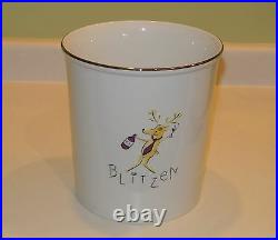 Pottery Barn Reindeer Wine Ice Bucket / Container DASHER & BLITZEN Xmas Rare