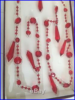 Pottery Barn Ruby Red Crystal Chandelier Glass Christmas Garland 60 ea Lot of 3