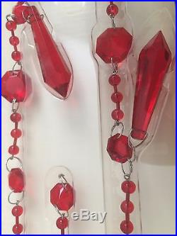 Pottery Barn Ruby Red Crystal Chandelier Glass Christmas Garland 60 ea Lot of 3