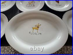 Pottery Barn Rudolph Dining Platter, plates FULL SET Christmas Retired 2003