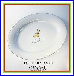 Pottery Barn Rudolph Platter Reindeer Dessert Plates Set Of 9 NO BOX