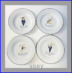 Pottery Barn Rudolph Platter Reindeer Dessert Plates Set Of 9 NO BOX