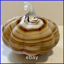 Pottery Barn SWIRLED GLASS PUMPKIN LUMINARY-AMBER COLORS 8.5 WIDE-HALLOWEEN