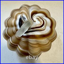 Pottery Barn SWIRLED GLASS PUMPKIN LUMINARY-AMBER COLORS 8.5 WIDE-HALLOWEEN