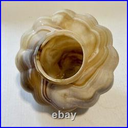 Pottery Barn SWIRLED GLASS PUMPKIN LUMINARY-AMBER COLORS 8.5 WIDE-HALLOWEEN