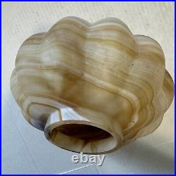 Pottery Barn SWIRLED GLASS PUMPKIN LUMINARY-AMBER COLORS 8.5 WIDE-HALLOWEEN